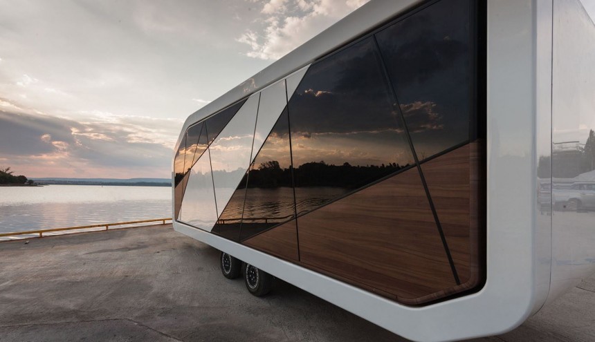 The Vaya is a trailer\-based mobile home that triples in size when at camp