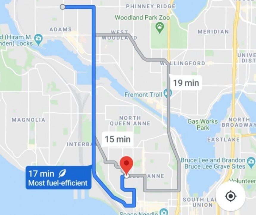 Google Maps fuel efficient routes