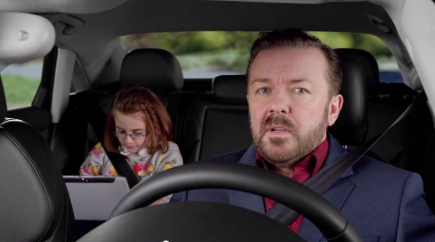 Ricky Gervais doesn't drive, but was still a good fit for an Audi ad