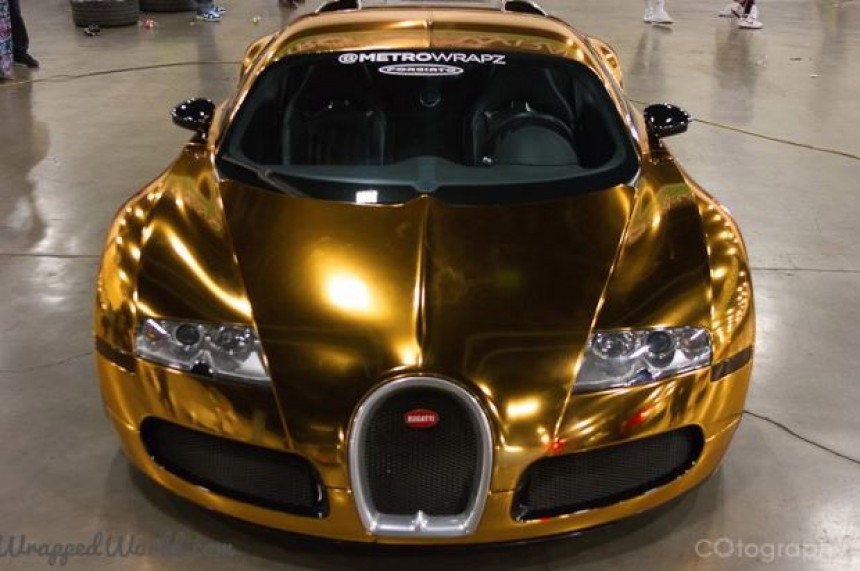 Flo Rida's gold chrome\-wrapped Bugatti Veyron