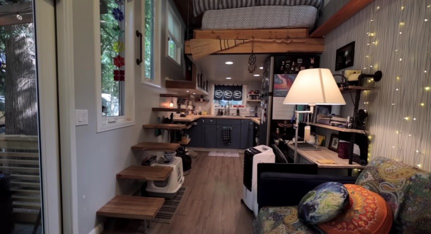 This couple lives in two custom\-made tiny homes with unalike design