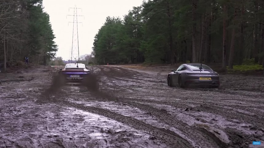 German Humor\: Porsche drag race in the mud
