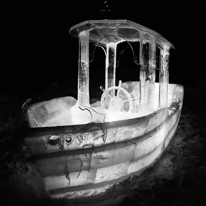 This magical boat is made of ice but can still sail at a slow pace