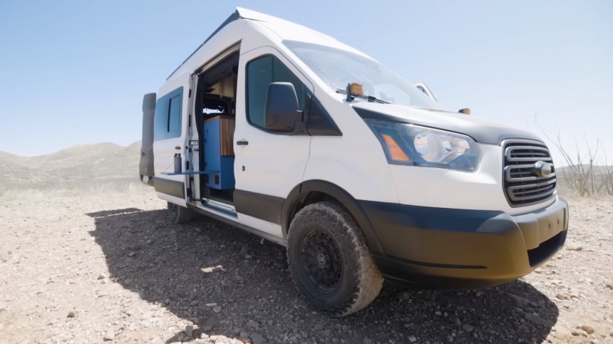 Ford Transit Converted Into a Mobile Home With a Wet Bath