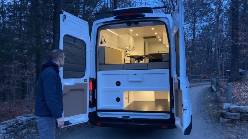 This Custom Camper Van Is a Modern Apartment on Wheels With an XL Bathroom, Now for Sale