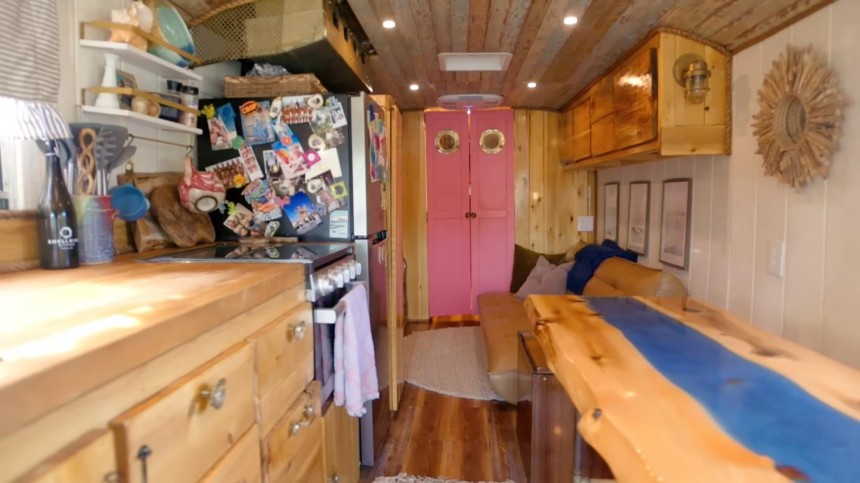 This Charming Skoolie Is a Family\-Friendly Home on Wheels With a Unique Nautical Theme