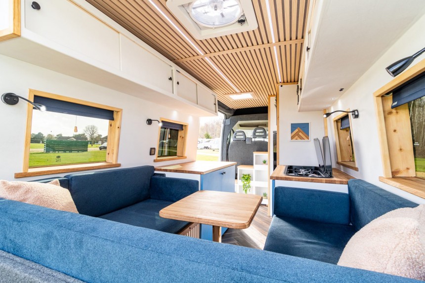 Coastal\-inspired luxury camper van conversion