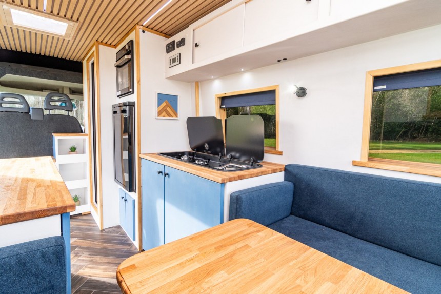Coastal\-inspired luxury camper van conversion