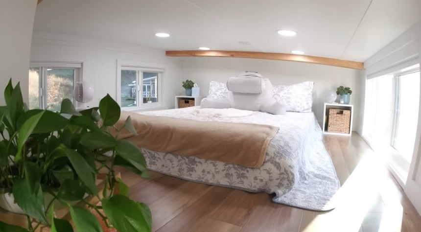 Tiny home with two lofts and a spacious bathroom