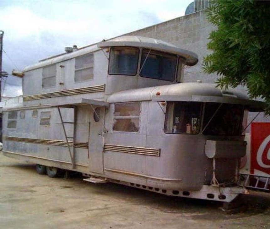 The 1953 double\-decker Spartan Manor trailer served as family home as it traveled through California