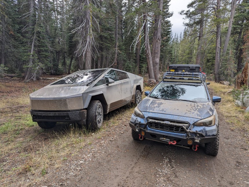 Tesla Cybetruck prototypes spotted off\-roading in the Tahoe National Forest