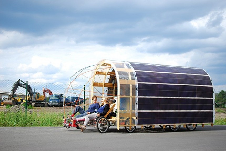 The 8Rad 2Solar is an 8\-wheel e\-bike that can be anything from a tiny house to a cargo van