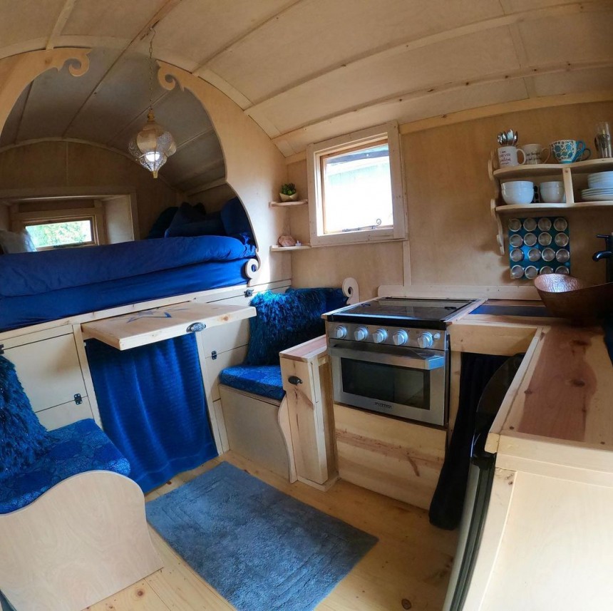 Misty is a gorgeous, off\-grid\-capable tiny home with clear Vardo inspiration