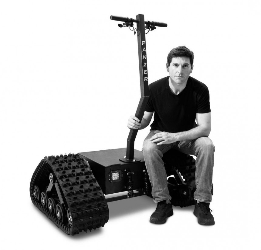 The Panzer tracked e\-scooter can conquer all terrains, will withstand the harshest environments
