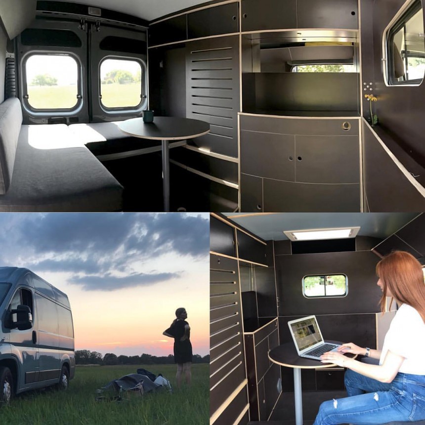 Vanjoy is a Fiat Ducato converted into a multi\-functional, very striking, mobile habitat