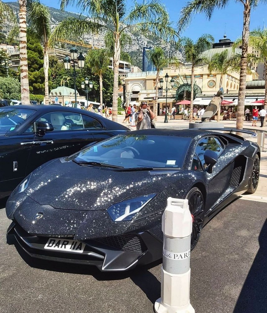 Daria Radionova is now on her fourth Swarovski\-covered car, a Lamborghini Aventador known as "The Panther"
