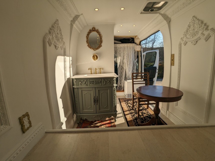2015 Ram Promaster van conversion looks like a room in an elegant royal villa