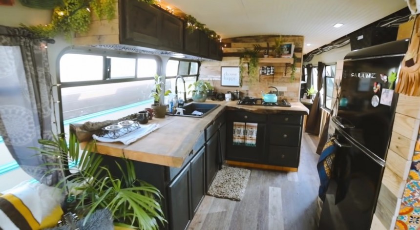 Shuttle Bus Converted Into a Bohemian\-Style Mobile Home