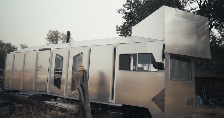 Futuristic tiny home is a DIY motorhome conversion with a very artsy touch