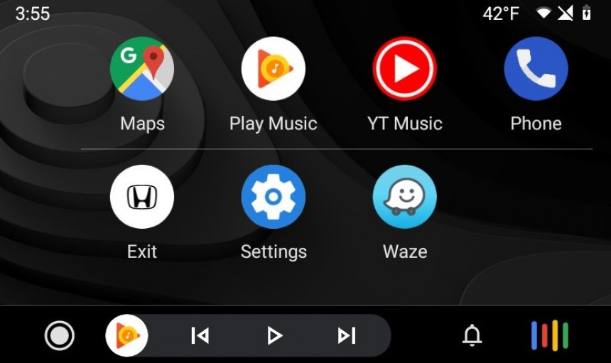 Weather information on Android Auto in the top right corner