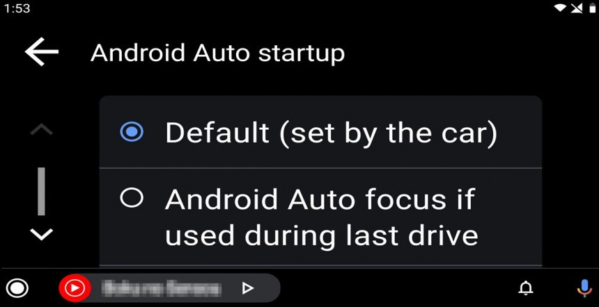 New Android Auto startup settings