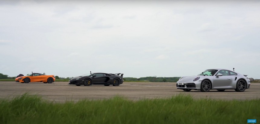 Three Way Drag Race Has Some of the Fastest Cars in Europe Fighting for the Win