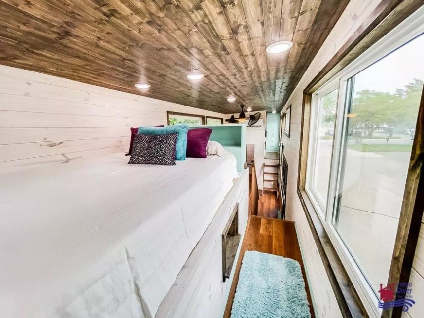 Tia tiny house on wheels with three stand\-up bedrooms