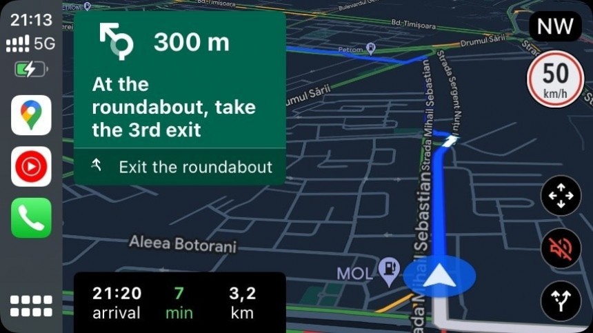 Navegación de Google Maps en CarPlay