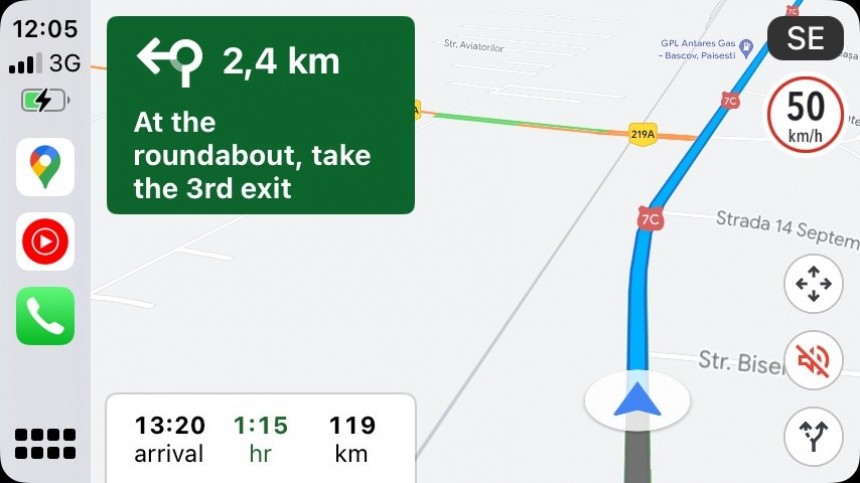 Navegación de Google Maps en CarPlay