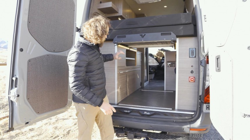 Titan Vans' "Ultra" Camper Conversion Boasts a Space\-Saving Design With a Shower/Sauna