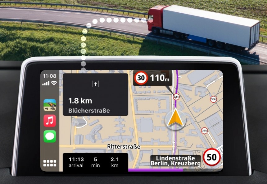 Sygic truck navigation on CarPlay