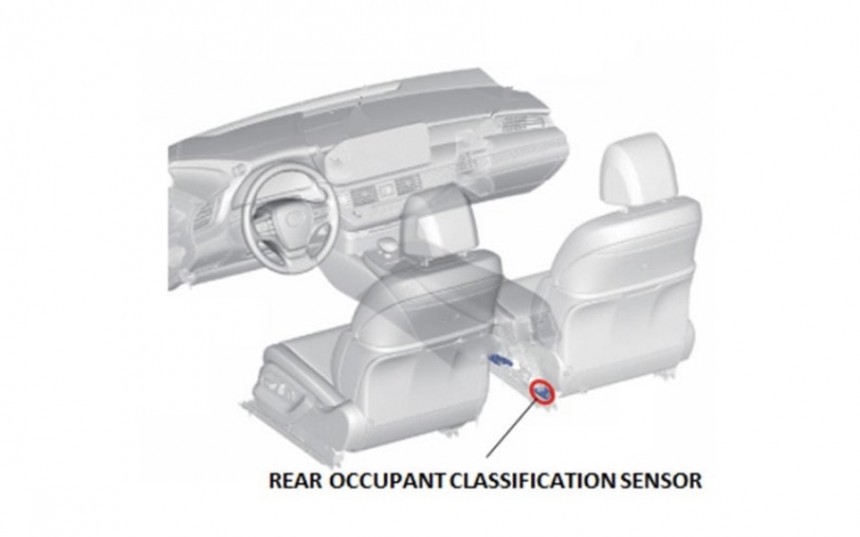 Lexus LS 500 rear occupant classification system sensor