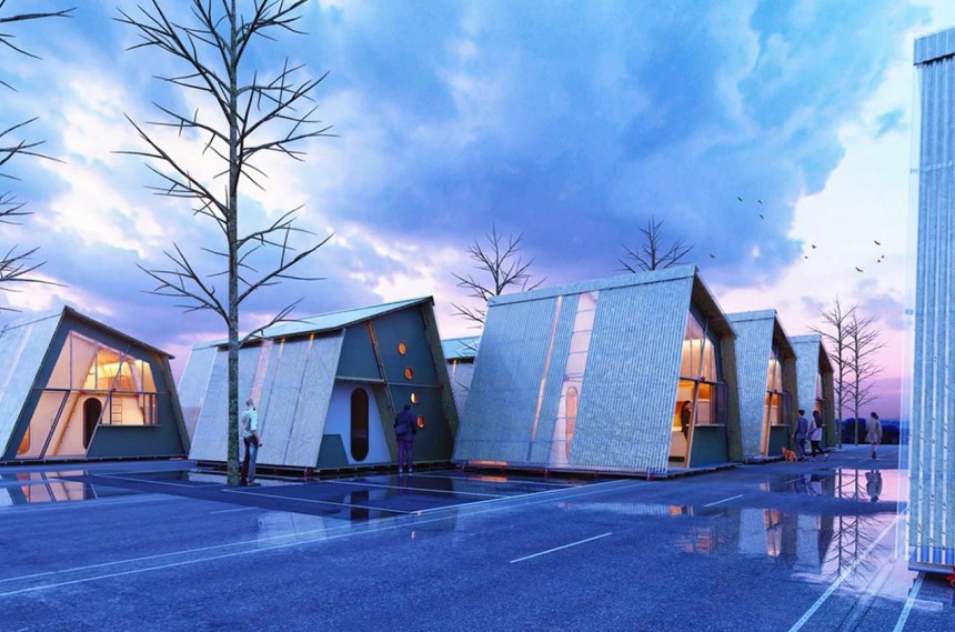 Urban Camp concept turns parking lots into micro\-communities with DIY prefab homes