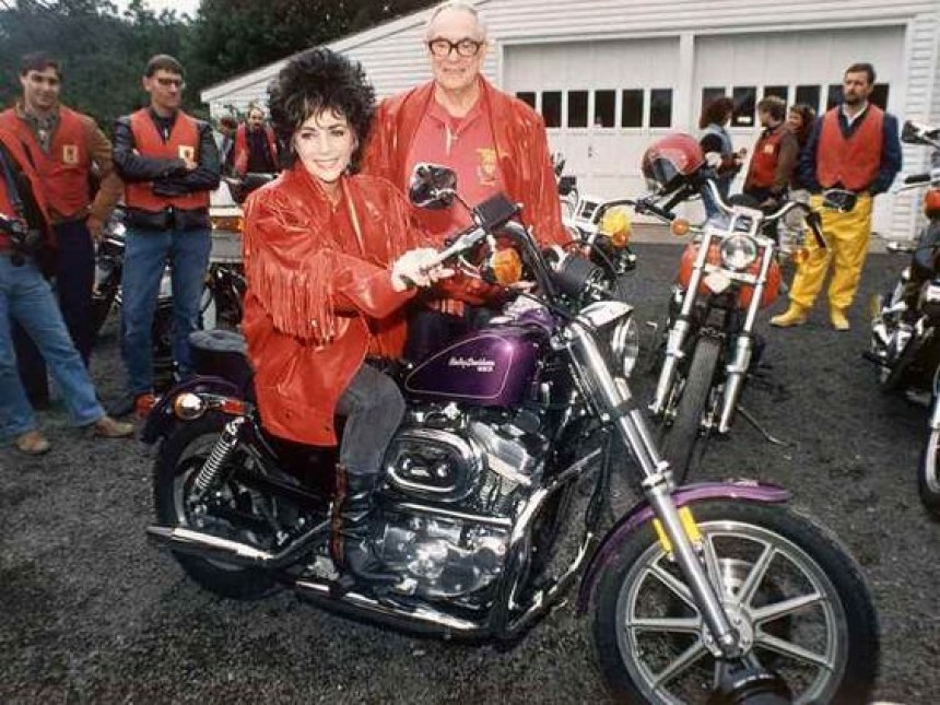 Elizabeth Hurley on her Purple Passion Harley\-Davidson