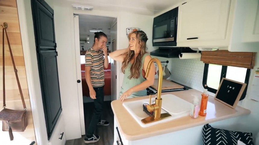 Vintage RV Was Renovated Into a Gorgeous, Affordable Tiny Home on Wheels With a Loft Bed