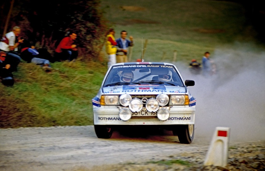 Walter Röhrl rallying with Opel factory team