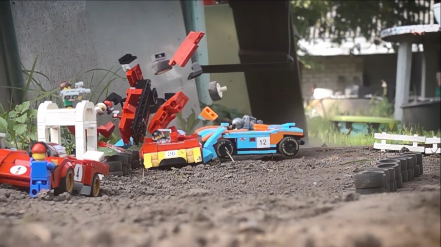 LEGO cars Crashing in slo\-mo is addictive