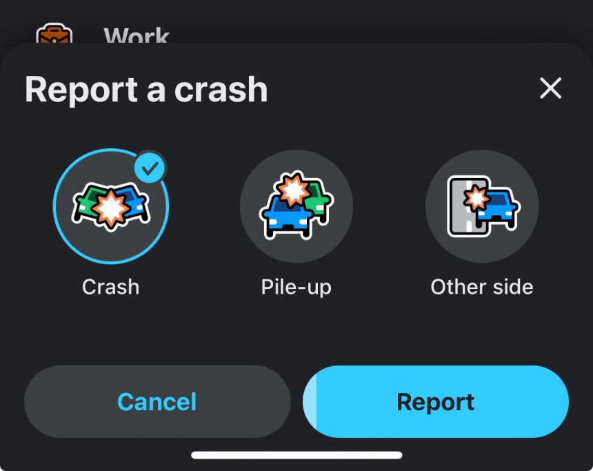 Informes de accidentes de Waze