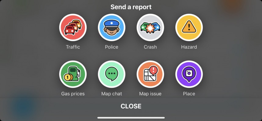 The supported Waze reports