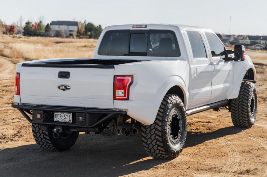 Custom 2016 Ford F\-250 Super Duty with MegaRaptor body kit getting auctioned off
