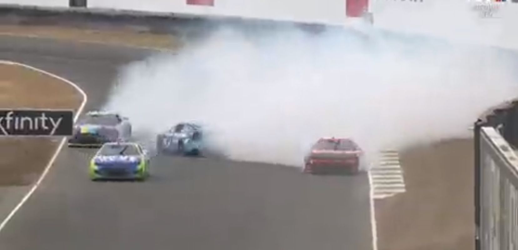 Fortunately, we were lucky that a huge crash did not occur after the massive smoke cover created by Reddick's car.