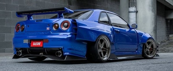 Widebody R34 Nissan Gt R Is Full Of Carbon Looks Sliced Autoevolution