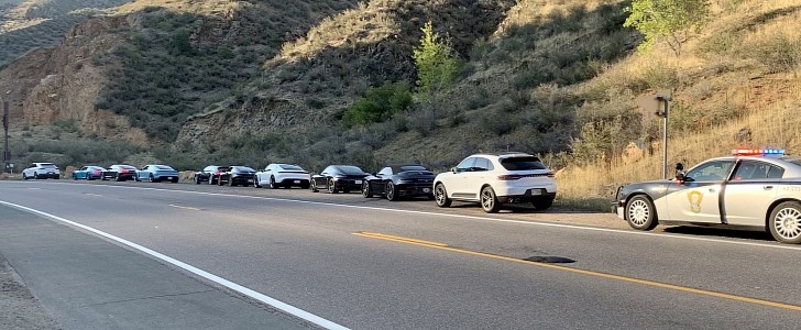 10 speeding Porsches pulled over all at once in Colorado, U.S.