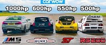 1,000 HP BMW M5 Drag Races Three Very Expensive Rallycross Cars, One Melts