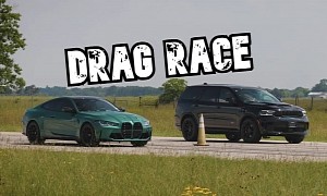 1,000-HP Dodge Durango Hellcat Drag Races BMW M4 Competition xDrive, Somebody Gets Walked