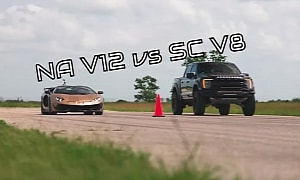 1,000-HP Ford F-150 Raptor R Races Lamborghini Aventador SVJ, Both Sound Incredible