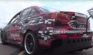 1,000 HP Mitsubishi Lancer Evo X with Manual Gearbox Hits 198 MPH in Half-Mile Race