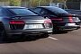 1,000 HP Porsche 911 vs 1,000 HP Audi R8 0-300 KM/H Battle Is a Crush Fest