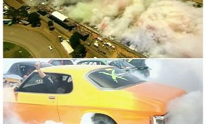 103 Cars Doing a Simultaneous Burnout: World Record in Australia, Summernats 2015