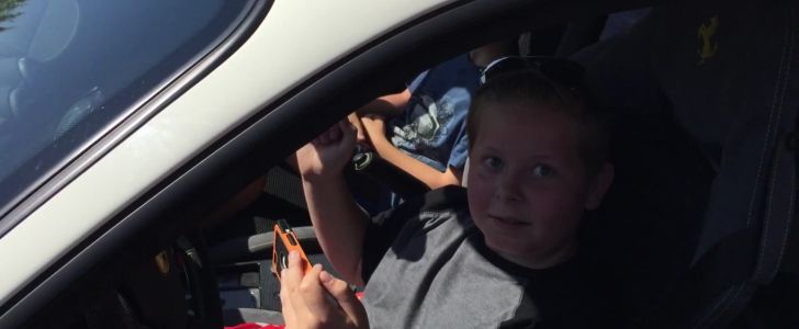 11-Year-Old Revving a Ferrari